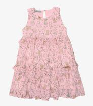 Vestido Verão Menina Midi Estampado Trick Nick Rosa