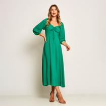 Vestido Verde Bandeira Longo Liso Feminino Miss Joy 7509