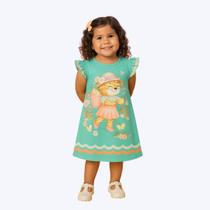 Vestido Verde em Malha Fresh Ursinho Infantil Menina Infanti 82918