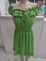 Vestido verde estampado, ciganinha