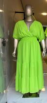 Vestido Verde Longo Com Manga Tam G1