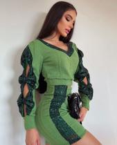 Vestido verde manga longa