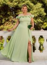 Vestido Verde Menta Ombro a Ombro Evasê Tamanho 48 Vestido Verde Menta Ombro a Ombro Evasê Tamanho 48