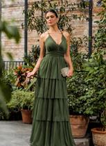 Vestido Verde Oliva Quatro Marias Evasê com Alcinha Tamanho 38 Vestido Verde Oliva Quatro Marias Evasê com Alcinha Tamanho 38