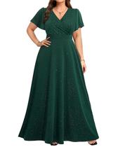 Vestido verde plus size feminino esmeralda, vestidos de noite formais, véspera de ano novo, Natal, mãe da noiva, vestidos longos com glitter, 2025