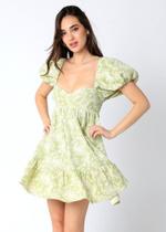 Vestido verde primavera curto , manga bufante -tamanho p