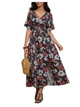 Vestido Verdusa, férias de verão, praia, havaiano, tropical, vermelho, feminino Vestido Verdusa, férias de verão, praia, havaiano, tropical, vermelho, feminino