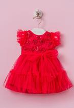 Vestido Vermelho Bebê Infantil Menina Petit Cherie Vestido Vermelho Bebê Infantil Menina Petit Cherie