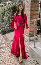 Vestido Vermelho Com Fendas Nas Pernas Para Ocasiões Especiais, Tam G Vestido Vermelho Com Fendas Nas Pernas Para Ocasiões Especiais, Tam G