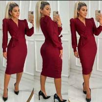 Vestido Vermelho em Malha Canelada - TokeFinalUtilidades