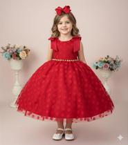 Vestido Vermelho Infantil Festa Luxo Poá Penelope - Elegante e Charmoso Vestido Vermelho Infantil Festa Luxo Poá Penelope - Elegante e Charmoso