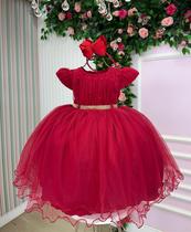 Vestido Vermelho Menina Bonita Monique luxo Festas