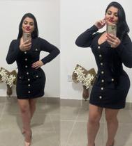 Vestido Vestido de manga vestido luxo vestido lindo vestido de botões