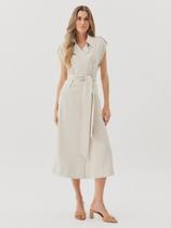 Vestido Via Lessa Bailly Alfaiataria Midi Viscose Bege Claro Vestido Via Lessa Bailly Alfaiataria Midi Viscose Bege Claro