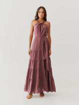 Vestido Via Lessa Roselle Longo em Viscose Uva Vestido Via Lessa Roselle Longo em Viscose Uva