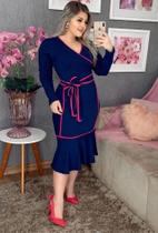 Vestido Viés Transpassado Manga Longa Moda Feminina Evangélica Vestido Viés Transpassado Manga Longa Moda Feminina Evangélica