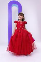 Vestido Vila Lele Longo Jardim Encantado Borboletas Vermelho Vestido Vila Lele Longo Jardim Encantado Borboletas Vermelho