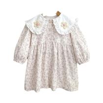 Vestido Vintage Floral Com Gola De Renda Para Meninas, Conjuntos De Roupas Para Família, Macacões