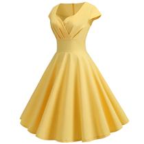 Vestido vintage NarhBrg dos anos 1950 Retro Cocktail Party Swing Yellow