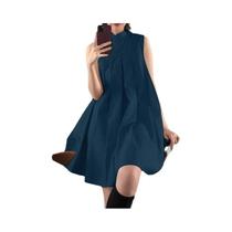 Vestido Vintage Plissado Em a Para Mulheres, Sem Mangas, Com Gola Mandarim, Vestido De Festa ZANZEA