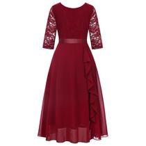 Vestido Viriber Girls Floral de renda bordô de 7 a 14 anos