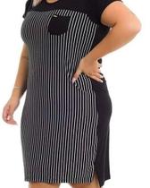 Vestido viscolaycra frente listrada e bolso