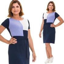 Vestido viscolaycra Premium bloco cor vertical + faixa