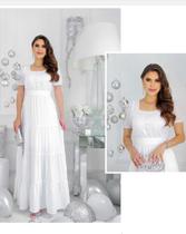 Vestido Viscose, Branco, Decote Quadrado, Elástico , Manga Princesa, Saia 4 Marias, Bolso, Cinto , Fagian BM1174B