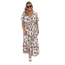 Vestido viscose de manga curta decote V - Melany