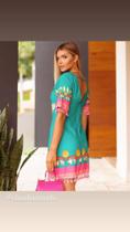 Vestido viscose estampado caju