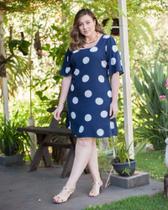 Vestido viscose poá com mangas Vestido viscose poá com mangas