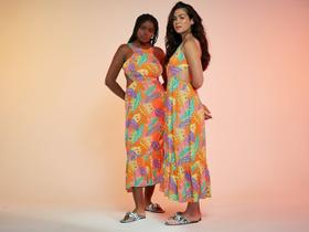Vestido Vista Magalu x Flora Yumi Midi Evasê Cut Out Marias