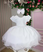 Vestido Vitoria Kids Maria Luiza Branco - Elegante e Confortável Vestido Vitoria Kids Maria Luiza Branco - Elegante e Confortável