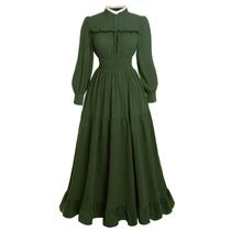 Vestido vitoriano Vibsion 1800s manga comprida verde eduardiano S