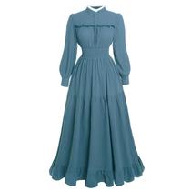 Vestido vitoriano Vibsion Medieval Renaissance Blue 2GG feminino Vestido vitoriano Vibsion Medieval Renaissance Blue 2GG feminino