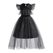 Vestido Wandinha Addams Baile Bruxa Halloween Fantasia Gótico Luxo Temática