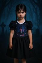 Vestido Wandinha Infantil Preto Liso Família Addams