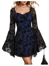 Vestido WDIRARA Floral Jacquard Mesh Gothic A Line Vintage Vestido WDIRARA Floral Jacquard Mesh Gothic A Line Vintage