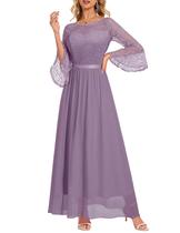 Vestido Wedtrend Floral de Renda e Chiffon Roxo Vestido Wedtrend Floral de Renda e Chiffon Roxo