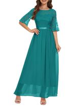 Vestido Wedtrend Formal Wedding Guest, manga 3/4, formatura, verde XS