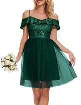 Vestido Wedtrend Sequin Mini Tulle Swing Party WTS6002 verde escuro Vestido Wedtrend Sequin Mini Tulle Swing Party WTS6002 verde escuro