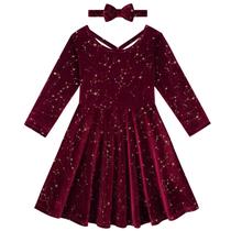 Vestido Weixinbuy Toddler Girl Velvet Twirl Outono/Inverno Vestido Weixinbuy Toddler Girl Velvet Twirl Outono/Inverno