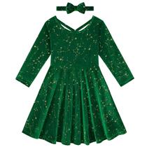 Vestido Weixinbuy Toddler Girl Velvet Twirl Outono/Inverno Vestido Weixinbuy Toddler Girl Velvet Twirl Outono/Inverno