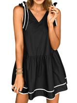 Vestido Wenrine Summer com decote em V, minivestido sem mangas para mulheres