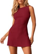 Vestido Wenrine Summer, sem encosto, minivestido feminino com nervuras vermelhas Vestido Wenrine Summer, sem encosto, minivestido feminino com nervuras vermelhas