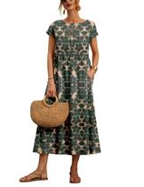 Vestido WROLEM, casual de verão, de algodão com bolsos, feminino, 2024