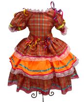 Vestido Xadrez Babado Junino Infantil Caipira Quadrilha Fest - DDS