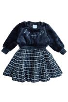 Vestido Xadrez Cotton com Pelo Infantil