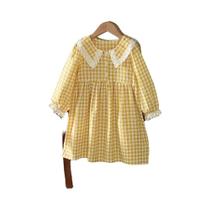 Vestido Xadrez Estampado De Manga Comprida Para Meninas, Roupas Casuais Da Moda De Outono De 3 a 7 Vestido Xadrez Estampado De Manga Comprida Para Meninas, Roupas Casuais Da Moda De Outono De 3 a 7