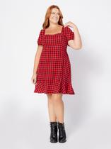 Vestido Xadrez Feminino Plus Size Confortável Manga Verão